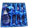 Kobaltowy kryształowy zestaw  Kieliszków  z Karafką  Francuski 6+1
