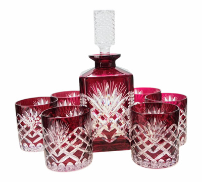 Gioco di bicchieri e decantatore di whisky in cobalto Olive Mill