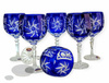 Kobaltowe kryształowe kieliszki do wina 280 ml Młynek Oliwka