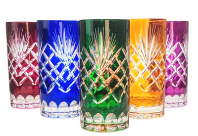 Coloured crystal glasses for water and drinks 320 ml Pineapple