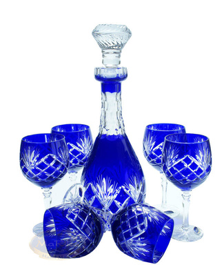 Juego de vino de cristal cobalto Piña
