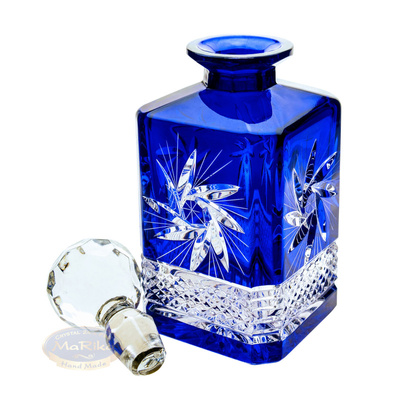 Decantador de whisky de cristal cobalto Olive Mill 700 ml