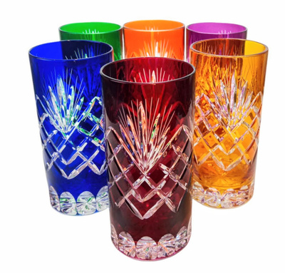 Coloured crystal glasses for water and drinks 320 ml Pineapple
