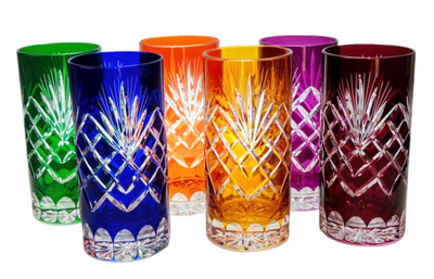 Vasos de cristal de colores para agua y bebidas 320 ml Piña