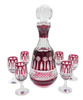 Set of Ruby Glasses with French Decanter 6+1