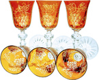 Crystal amber sherry glasses with engraved grape motif 60 ml