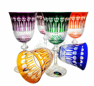 Kolorowe kryształowe kieliszki do wina 220 ml Francuski