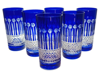 Black crystal water and drink glasses 320ml French