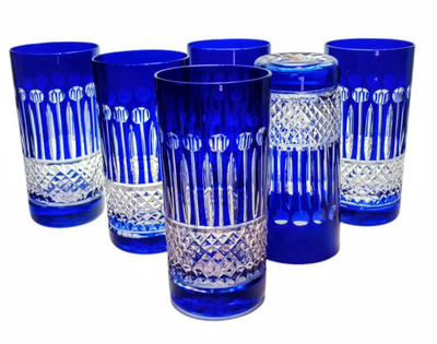 Black crystal water and drink glasses 320ml French