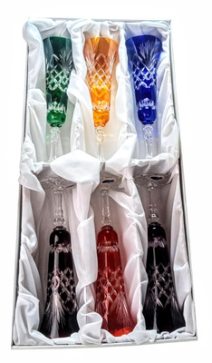 Coloured crystal champagne glasses 170 ml Pineapple