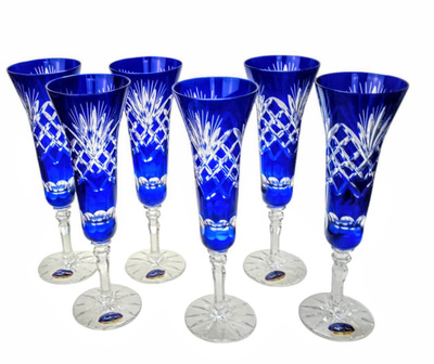 Copas de champán de cristal cobalto 170 ml Pineapple