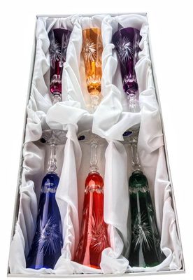 Kolorowe kryształowe kieliszki do szampana 170 ml Młynek Oliwka