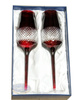 Ruby crystal champagne glasses, 2 pcs