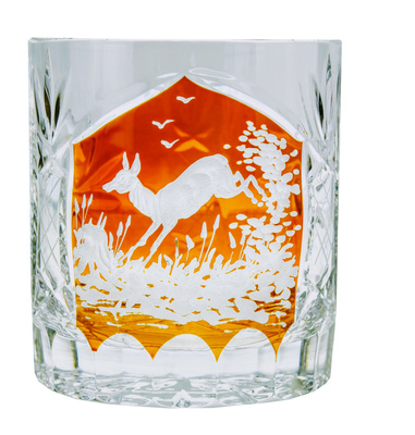 Vasos de cristal para whisky con motivo de caza grabado 280 ml