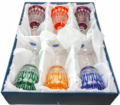 Kolorowe kryształowe kieliszki do wina 220 ml Francuski