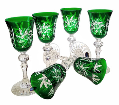 Emerald crystal liqueur glasses 60ml Olive Mill 6 pieces