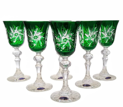 Copas de licor de cristal esmeralda 60ml Almazara 6 piezas