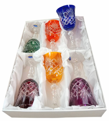 Coloured crystal wine glasses 220 ml Pineapple
