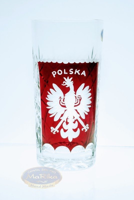 Crystal red glass with polish eagle 320ml