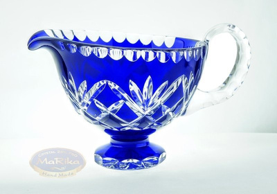 Cacerola de cristal cobalto con cuchara