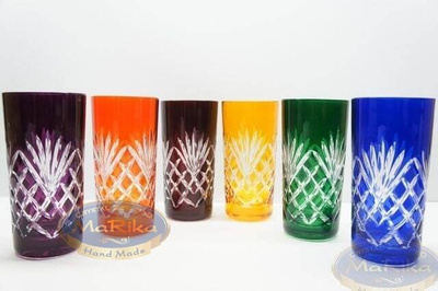Vasos de cristal de colores para agua y bebidas 320 ml Piña