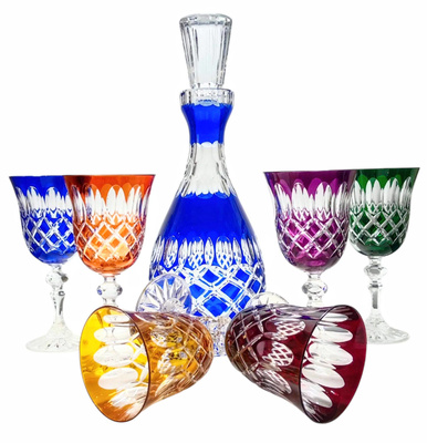 Juego de Vino de Cristal Coloreado Crate Olive 6+1