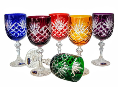 Kolorowe kryształowe kieliszki do wina 240ml Ananas