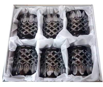 Vasos de whisky de cristal negro 280ml Crate Olive