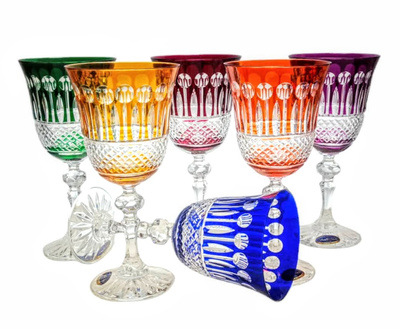 Kolorowe kryształowe kieliszki do wina 220 ml Francuski