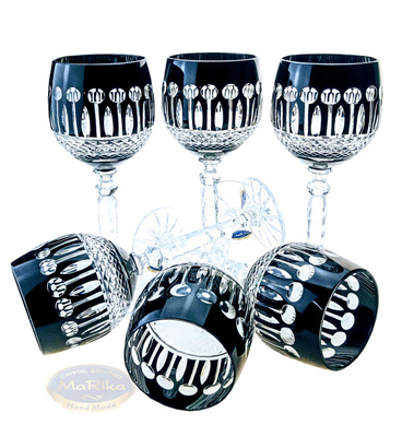 Black crystal wine glasses 280 ml French