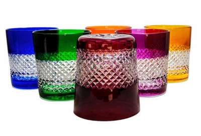Vasos de cristal de colores para whisky 350ml Caja