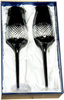 Black crystal champagne glasses, 2 pcs
