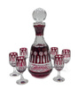 Set of Ruby Glasses with French Decanter 6+1