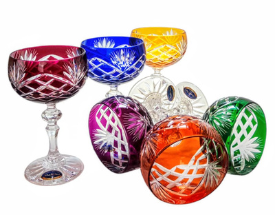 Coloured crystal champagne glasses 150ml Pineapple