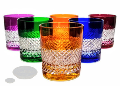 Vasos de cristal de colores para whisky 350ml Caja