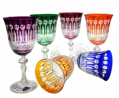 Kolorowe kryształowe kieliszki do wina 220 ml Francuski