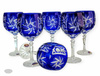 Kobaltowe kryształowe kieliszki do wina 280 ml Młynek Oliwka