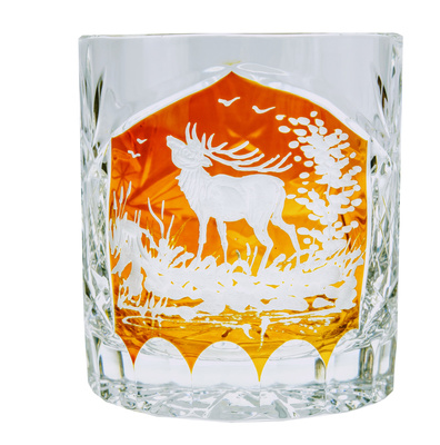Vasos de cristal para whisky con motivo de caza grabado 280 ml